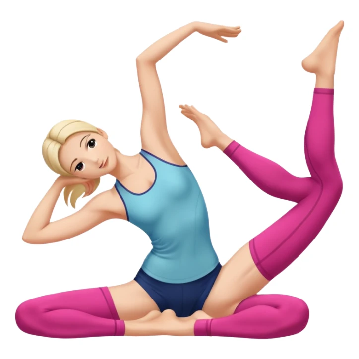 person stretching with graceful lines around sticker