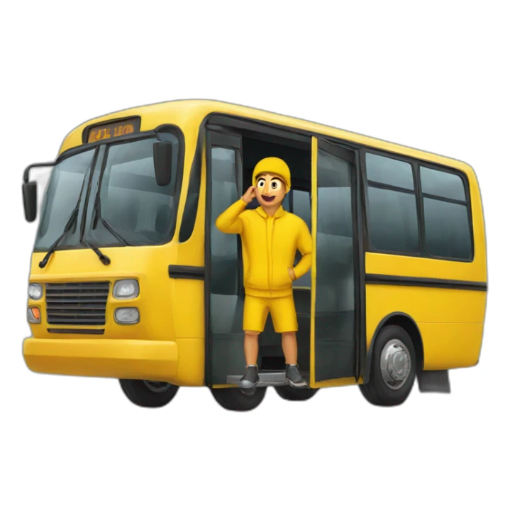 Armenian men in yellow clothing in the bus sticker