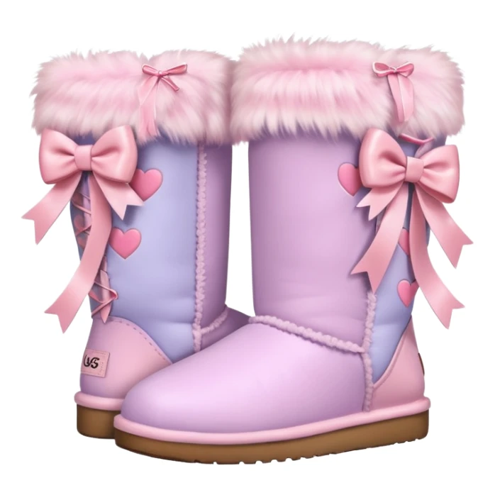 Cute pastel furry UGGS with bows and heart accessories  sticker