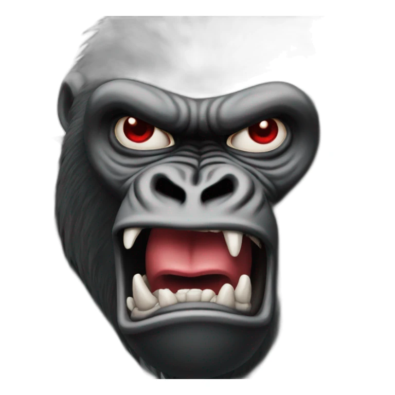 Gorilla with red eyes screaming looking with a black and red cap sticker