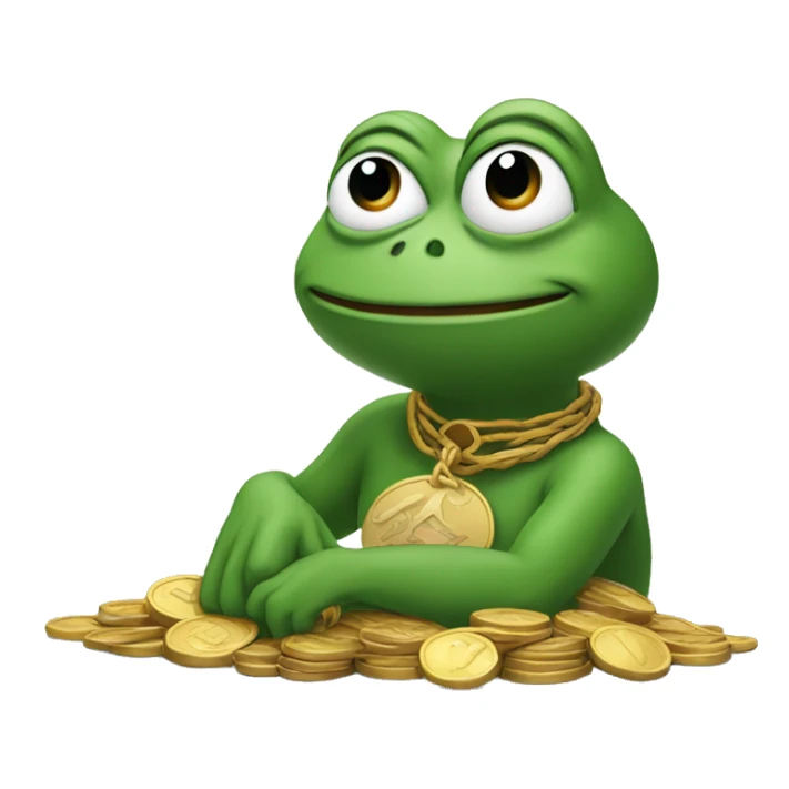 a Pepe sits under a tree of coins sticker