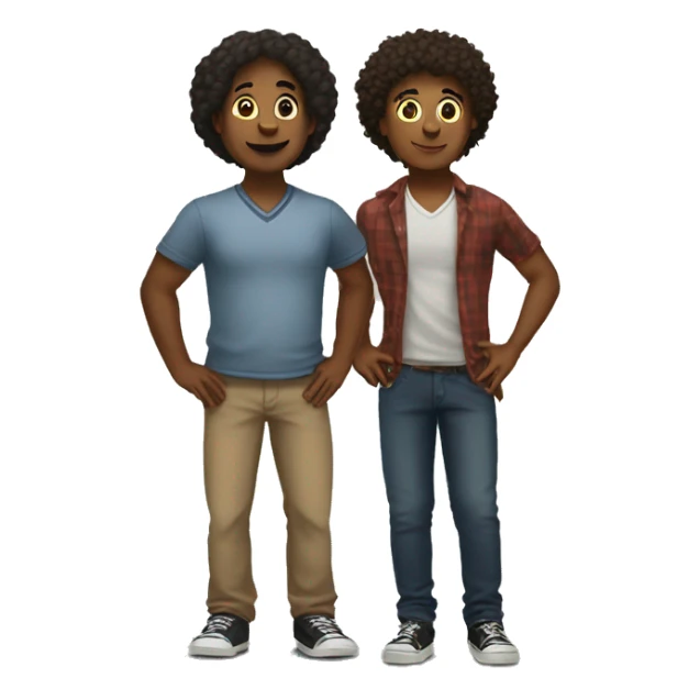 Two friends is standing left and right and down side wrote ak and hv sticker