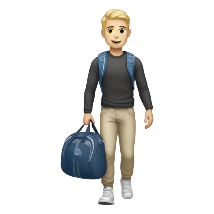 white skin young guy with sport bag  sticker