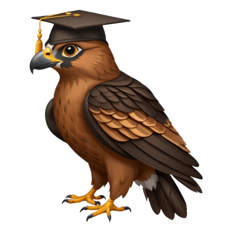 falcon with a black grad cap - semi realistic sticker