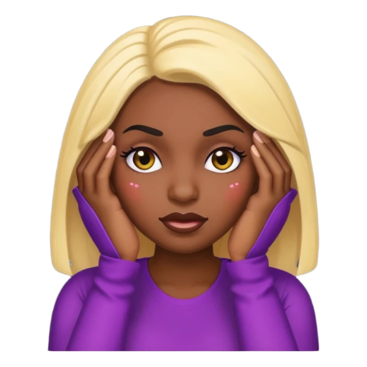black baddie with dramatic lashes facepalming, sassy attitude, emoji style sticker