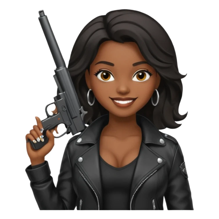 A sexy black female gangster with a gun sticker