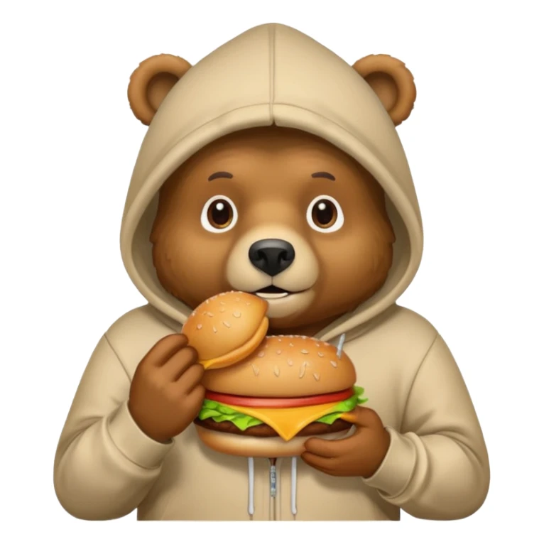 bear with hamburger wearing hoodie sticker