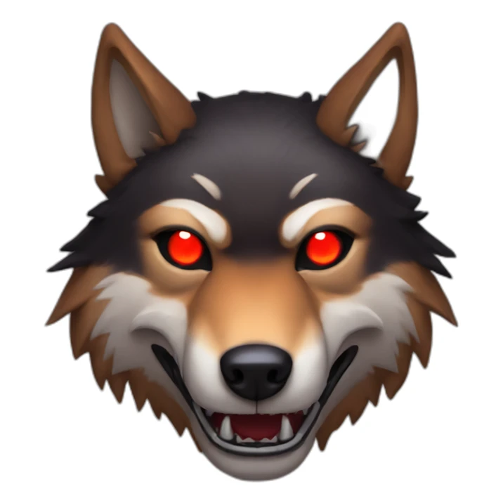 beast fangs red wolf, black glowing eyes sticker