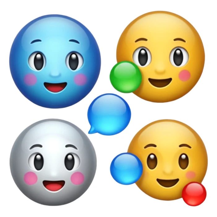 emoji chat burbulas juodai baltas su mettalic efektu sticker