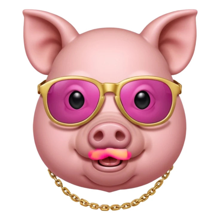 Pig wearing a chain and sunglasses sticker