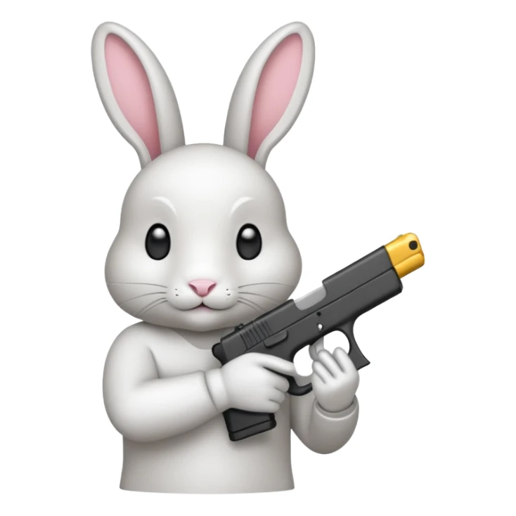 Crea un emoji de un conejo sosteniendo una glok realista de iPhone  sticker