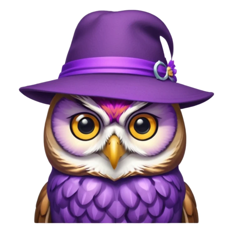owl wear purple with hat sticker