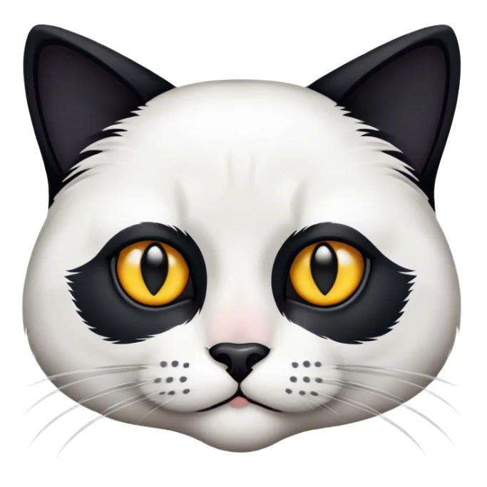 black and white cat face more black than white mean looking black nose sticker