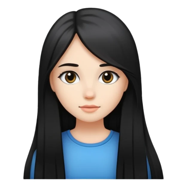 Pretty girl with black straight and long hair  sticker