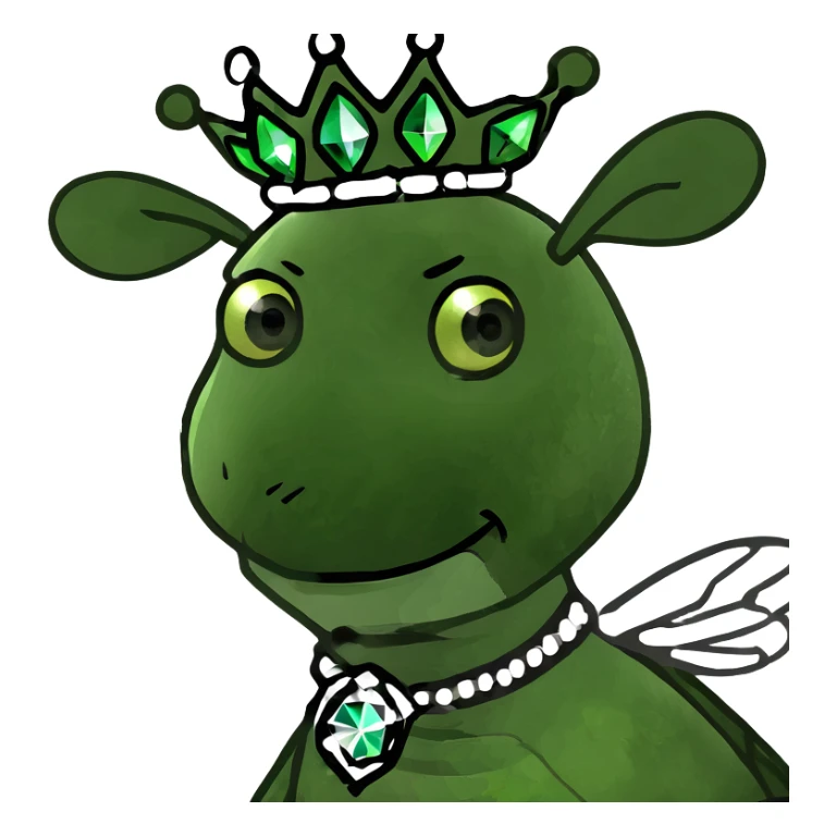 Fancy mint green queen bee with diamond jewelry, rhinestone embellishments, and glitter sparkles sticker