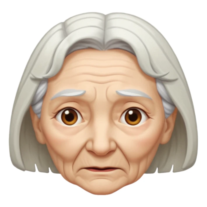 old woman looking down at her pelvis sticker