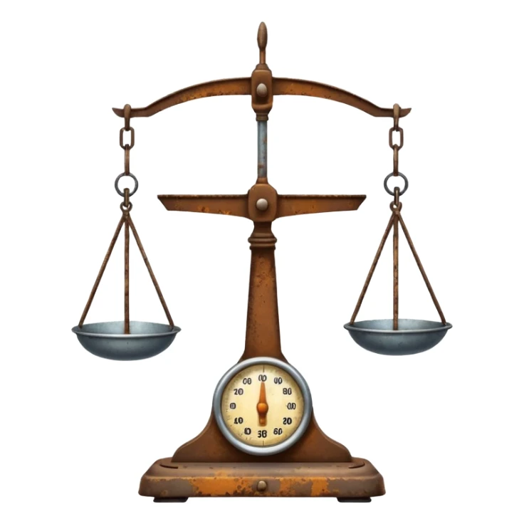 An emoji in ios style of an unbalanced old scale sticker