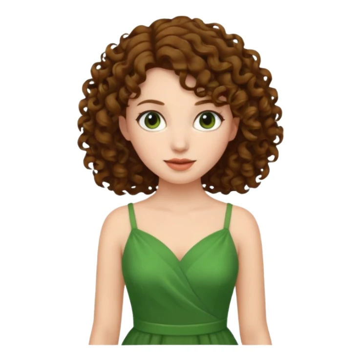 green dress curly hair sticker
