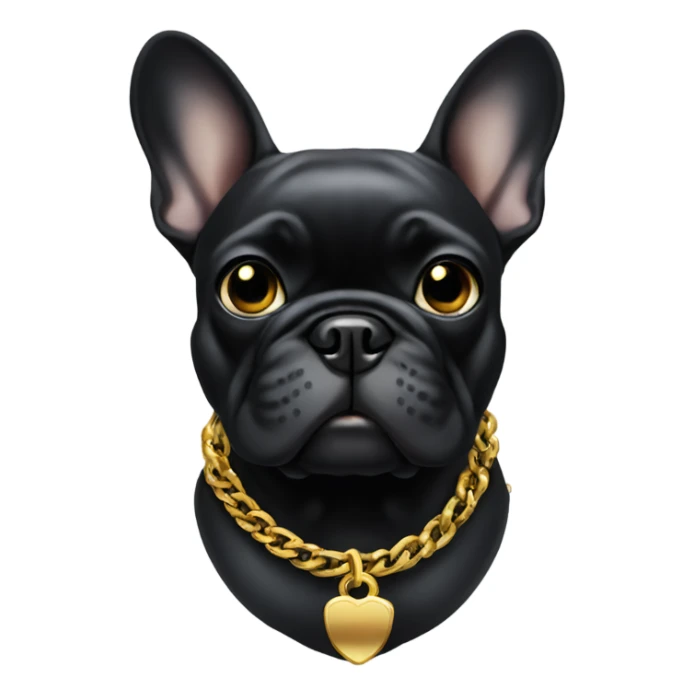 Black French bulldog with a gold chain sticker