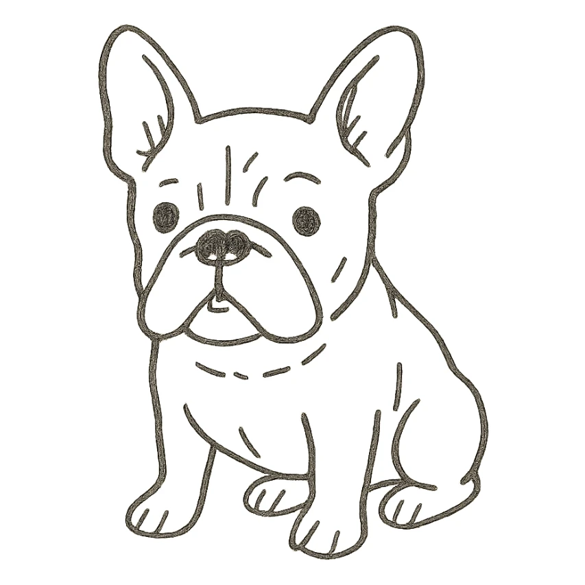 hand drawn outlined French bulldog sticker