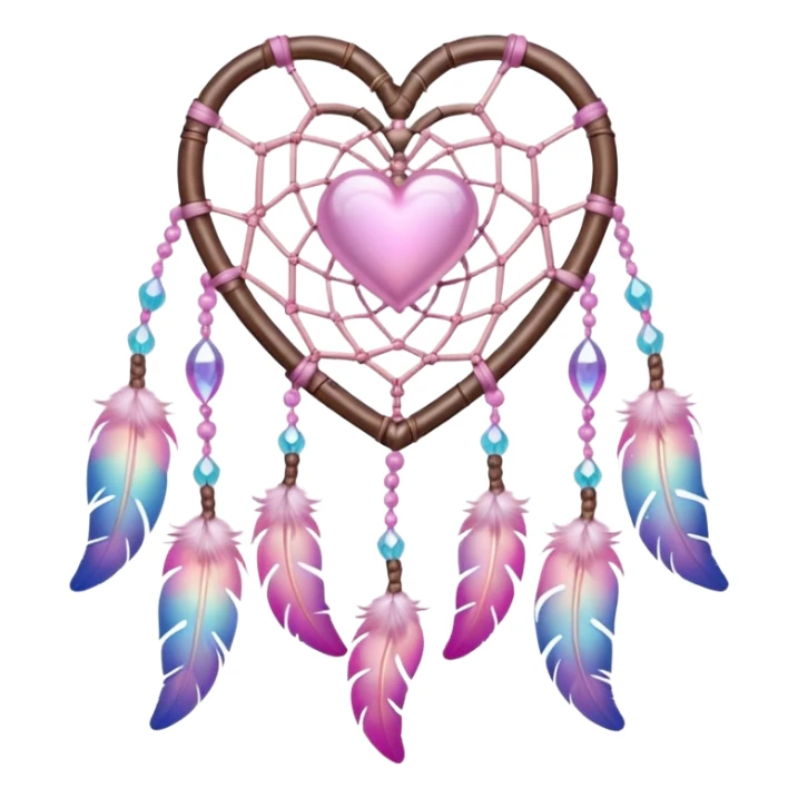 Iridescent pastel pink heart dreamcatcher good night  sticker