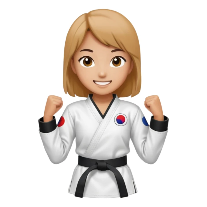 Taekwondo Korean girl with a black belt smiling  sticker