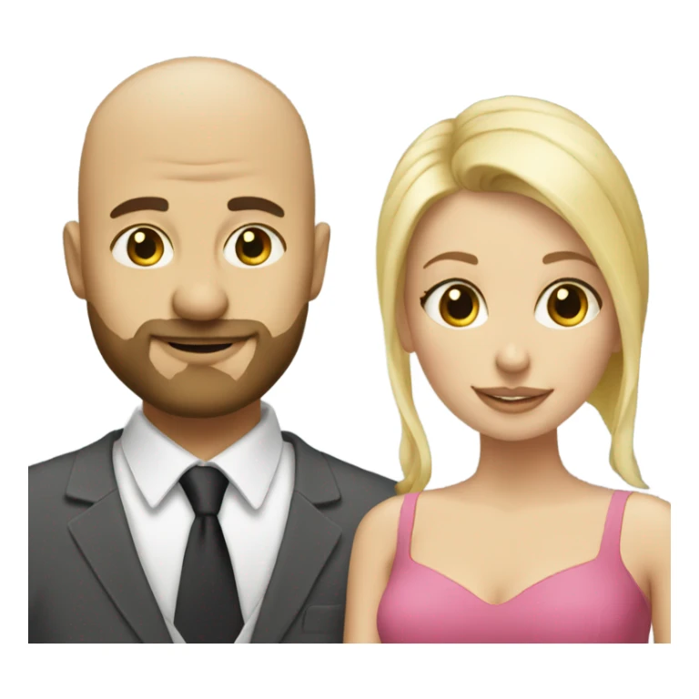 Bald man with beard marries blonde woman sticker