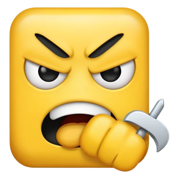 angry emoji with black rectangle over mouth with white symbols on top  sticker