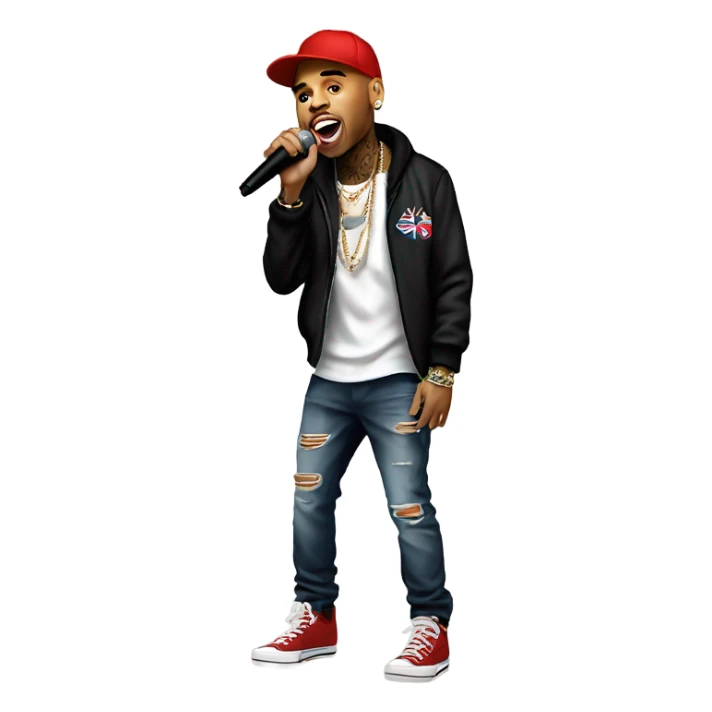 Hyper Realistic Chris Brown on stage singing  sticker