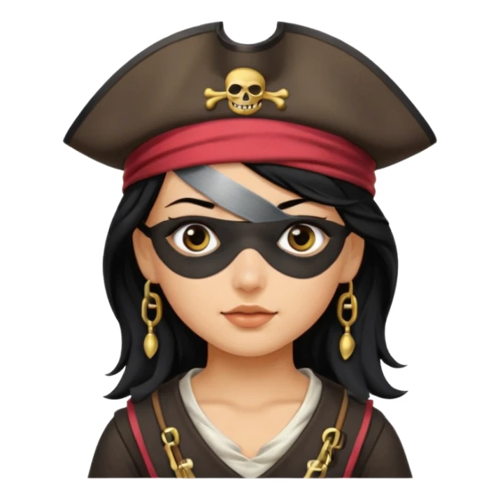 pirate girl with black hair band  sticker