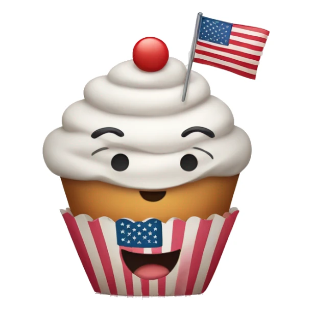 Happy cupcake with an American flag sticker