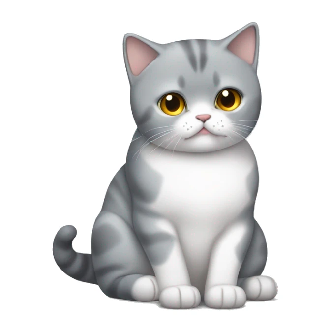 a gray and white British shorthair cat is itching sticker