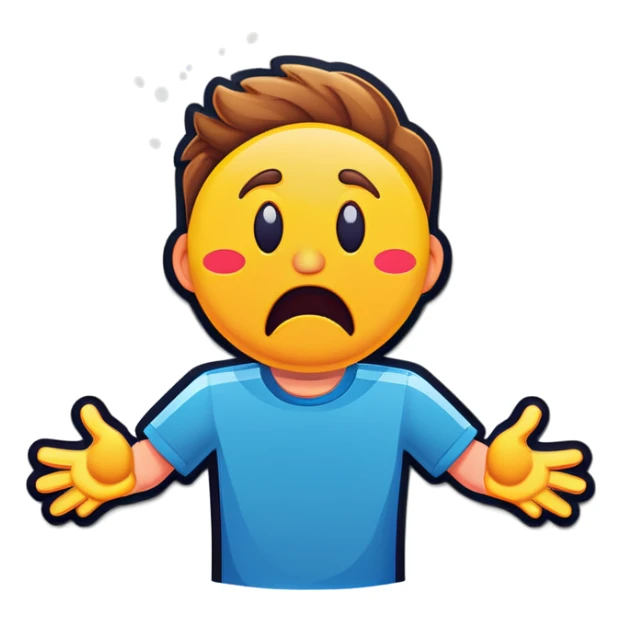 Confused emoji with his hands up in air sticker
