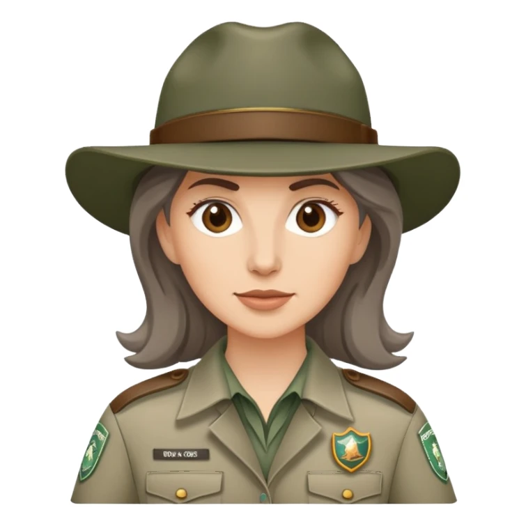 white woman park ranger with brown and gray hair sticker