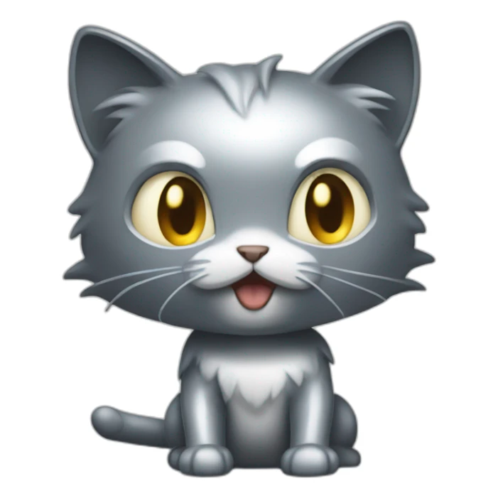 Looks hard cartoon metalic steel kitty like pokemon sticker