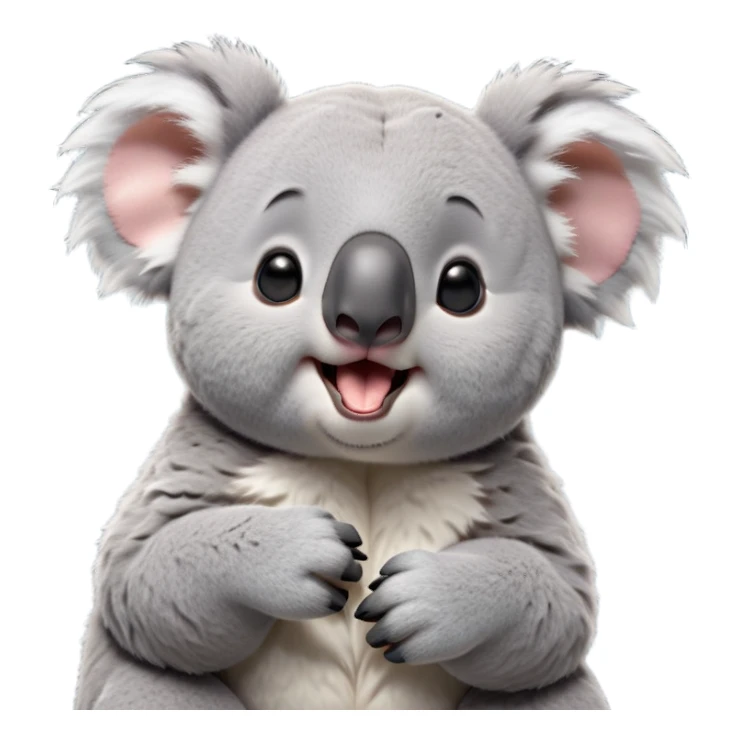 cinematic-cute-yawning-realistic fluffy koala-portrait-emoji,-head-tilted-slightly-with-a-dramatic,-wide-open-yawn,-showcasing-a-soft,-downy-grey-fur-with-drooping-ears-and-round-eyes-barely-open-in-drowsy-contentment,-simplified-yet-irresistibly-adorable, realistic fluffy sticker