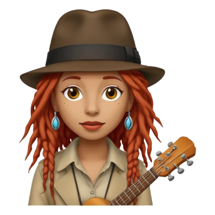 female red haired Musician with dreadlocks and fedora sticker