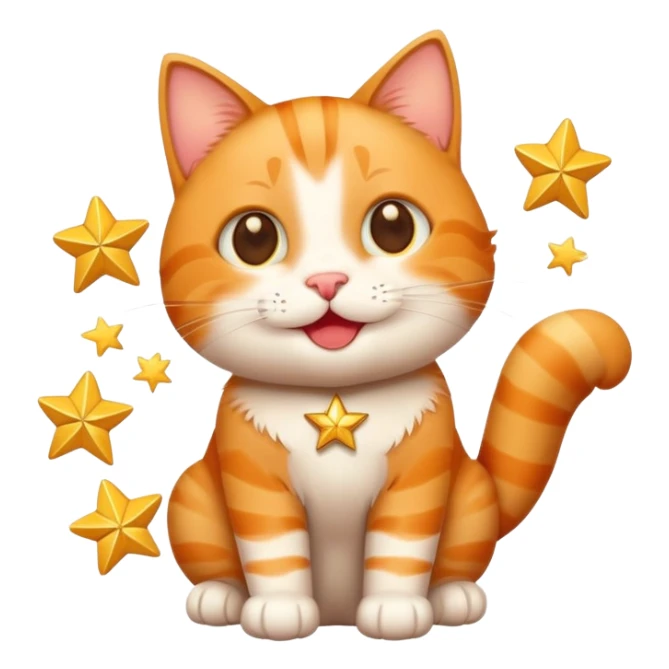 Happy Cat holding 5 stars  sticker