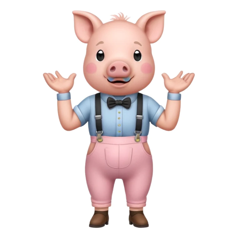 pig wearing suspenders standing on two legs  sticker