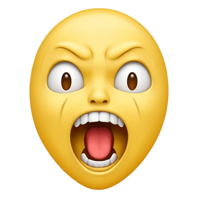 stylized emoji of a screaming face with a wide open mouth, simple design sticker