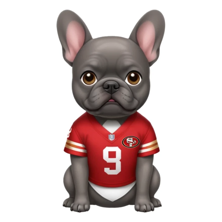 Dark Gray French bulldog in 49ers sticker