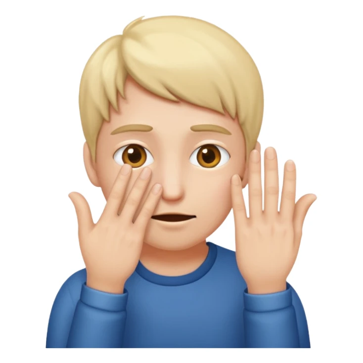Covering the face with hands and peeping through your finger sticker