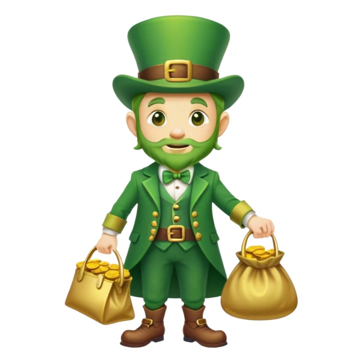 leprechaun holding bag of gold sticker