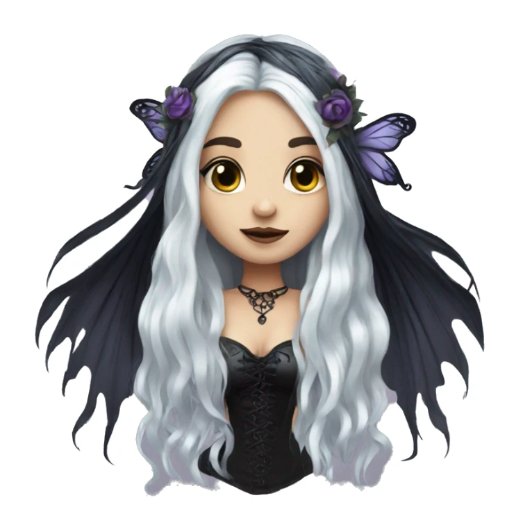 beautiful gothic fairy with long flowy hair sticker