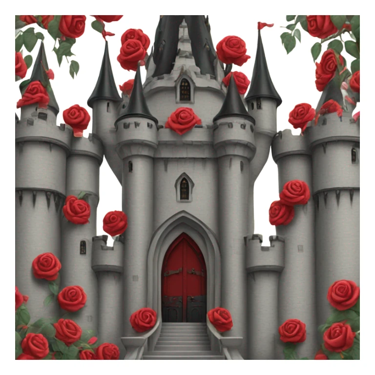 Black and red gothic castle with roses sticker