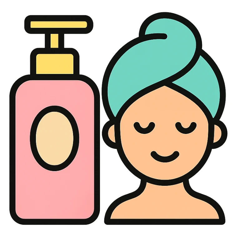 minimal flat icon of skin care routine, lotion bottle, soft pastel colors sticker