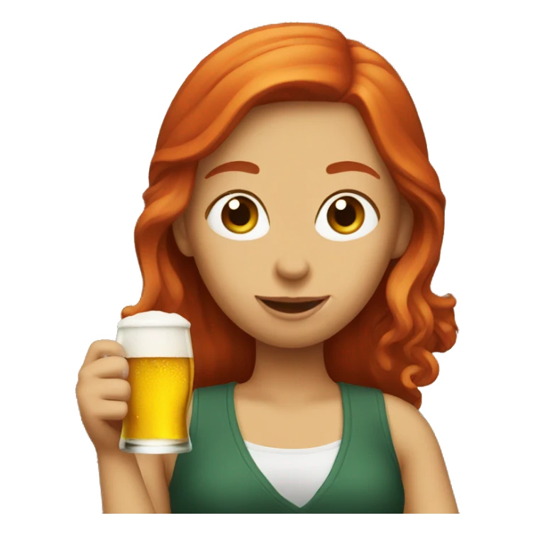Red hair woman drinking beer sticker