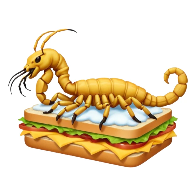 No a SCORPION sitting on top of a cloud and eating a sandwich sticker