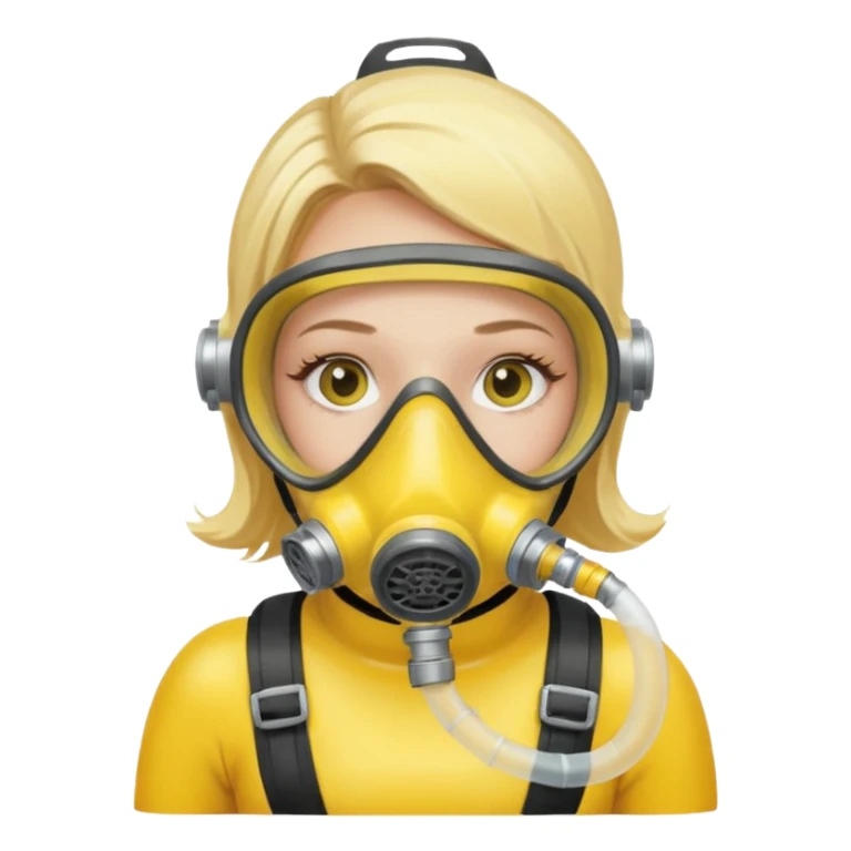 scuba diving girl blonde with yellow oxygen tank and mask sticker
