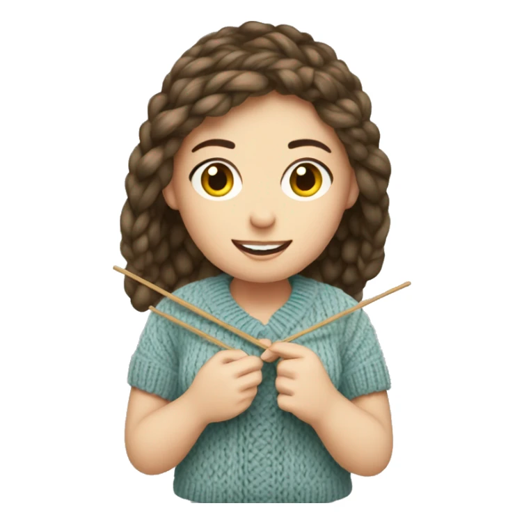 White brunette girl knitting sticker